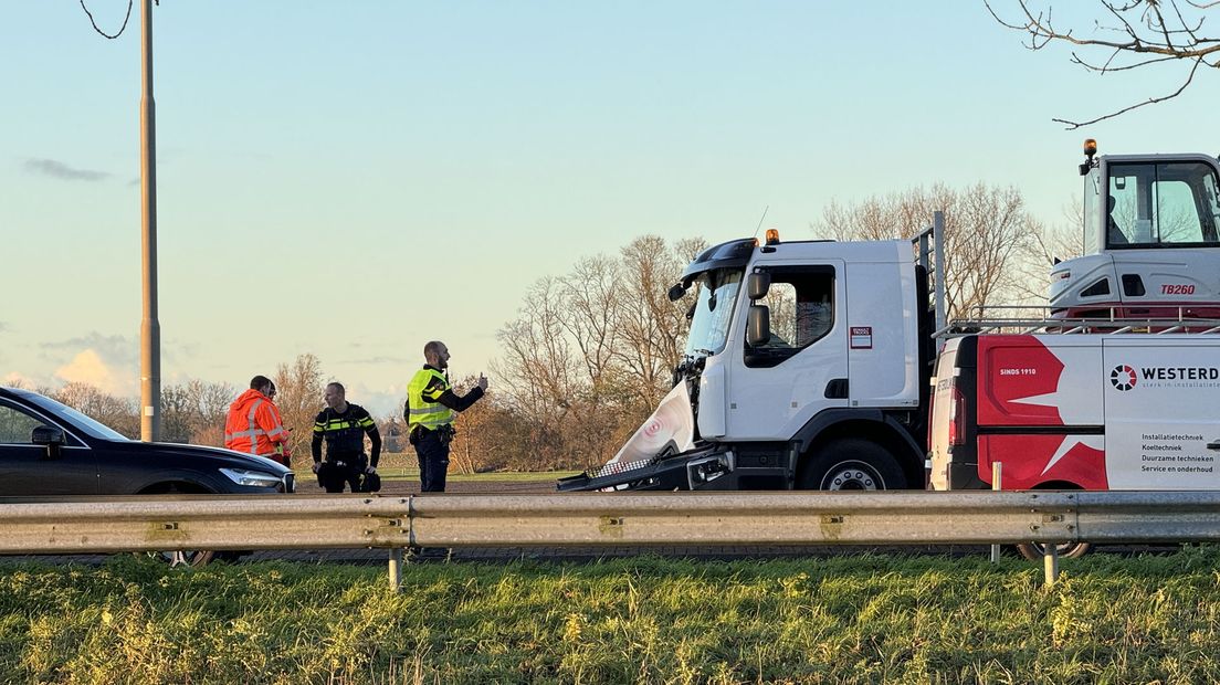Een van de betrokken vrachtwagens
