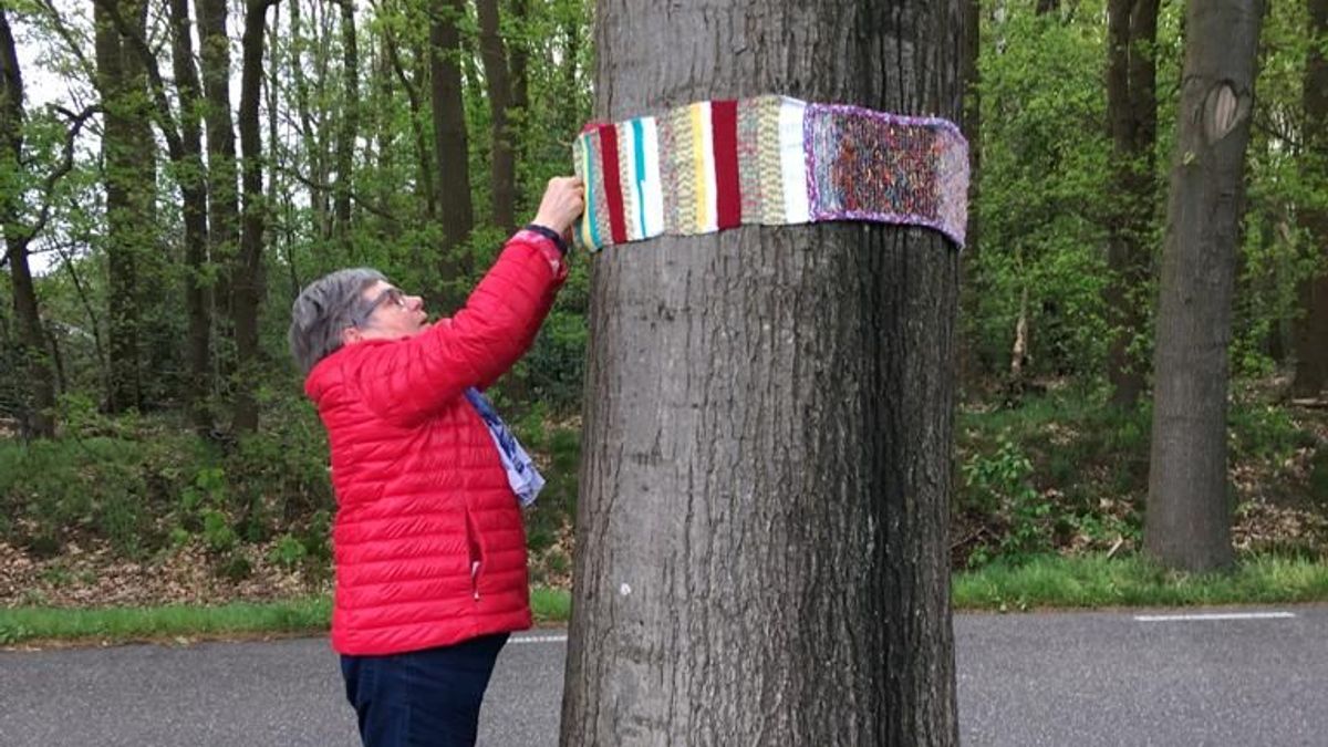 Breiwerk aan bomen om ‘Pilotenroute’ te herdenken
