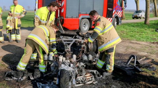 Trike motor gaat in vlammen op