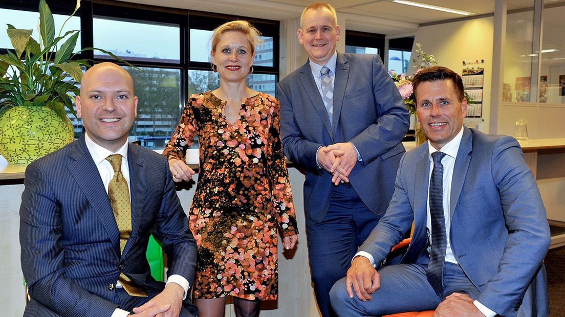 College Rijswijk na aantreden in 2018. Tweede van rechts: de inmiddels afgetreden wethouder Jorke van der Pol van VVD Rijswijk.