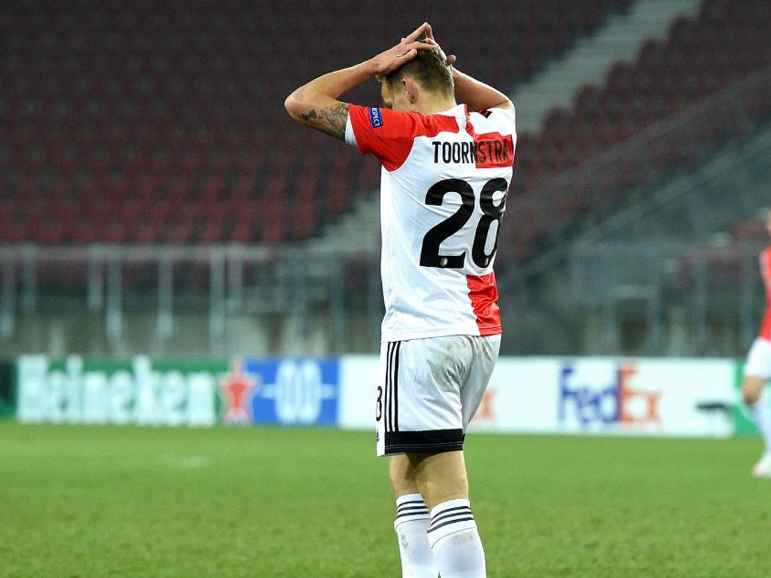 Jens Toornstra baalt tijdens Wolfsberger AC-Feyenoord. (VK Sportphoto - Yannick Verhoeven)