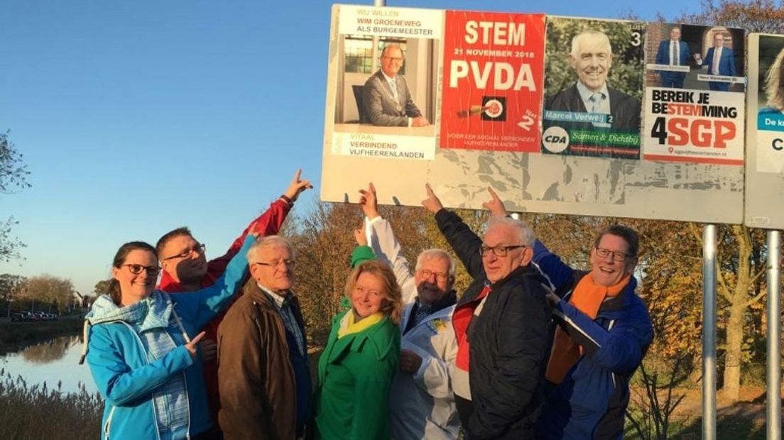 Bewoners Vianen begonnen postercampagne voor Wim Groeneweg.