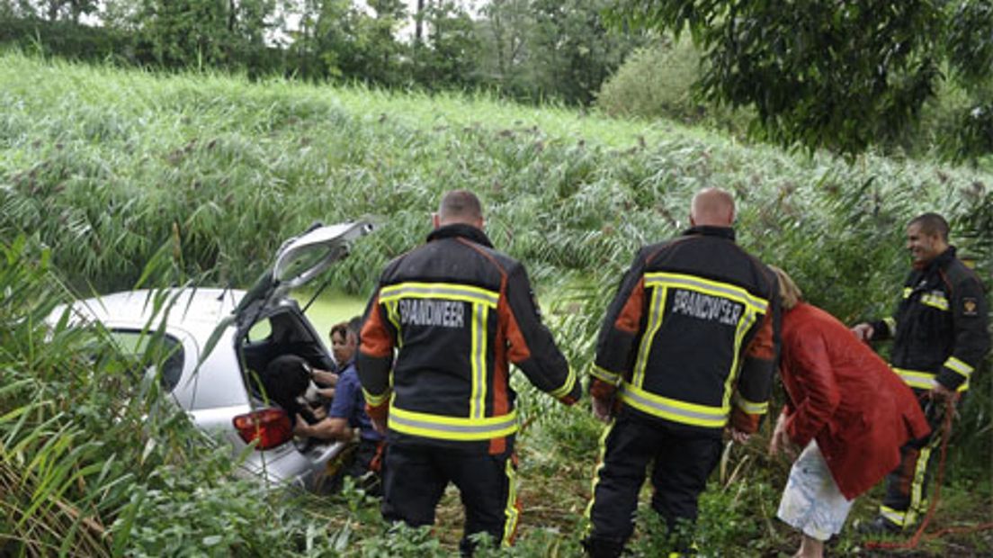 Hond uit auto gered