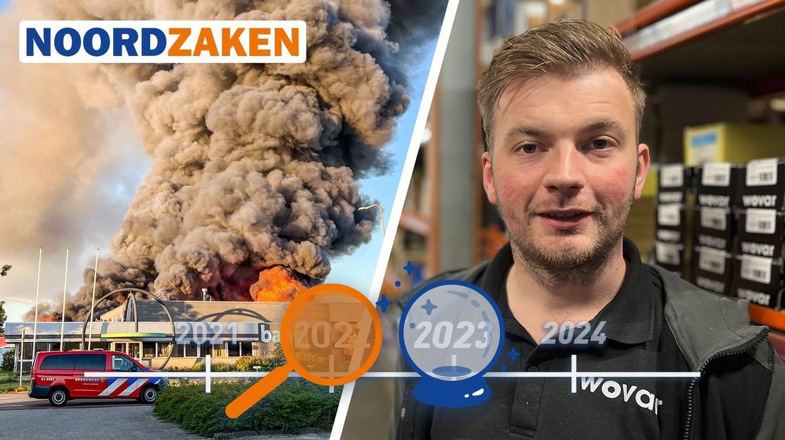 Een vlammenzee op zaterdag 11 juni uit het hoofdkantoor van Jesse Keizer