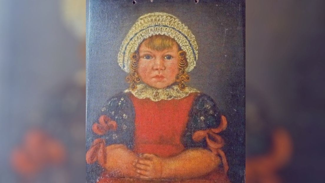 Schilderij uit 1847 van een onbekend meisje in Noord-Bevelandse streekdracht van de hand van Marinus Zwigtman