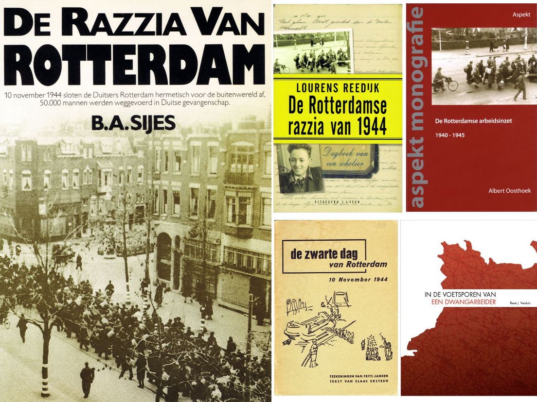 Boeken die in de loop der jaren over de razzia van 1944 zijn verschenen.