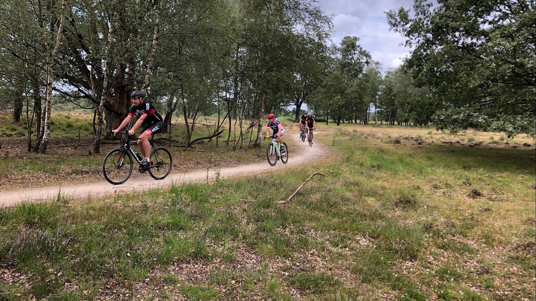 De tocht gaat door heide en bossen