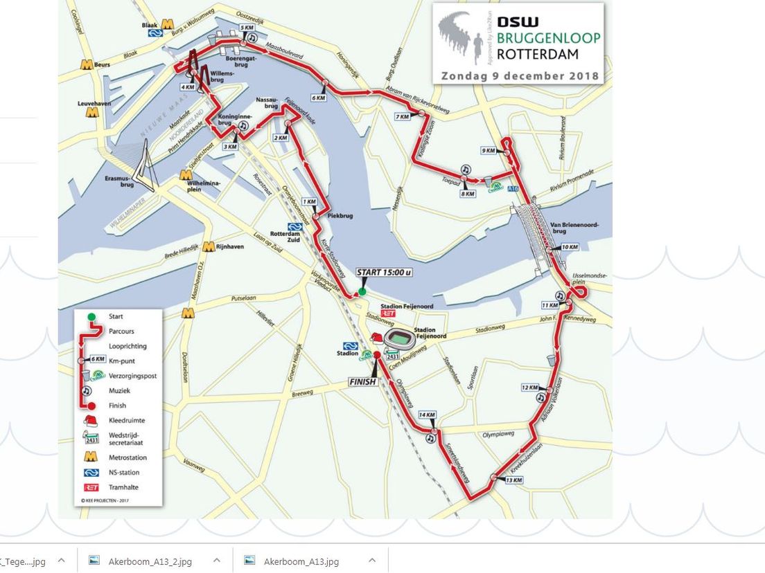 Het parcours van de Bruggenloop 2018