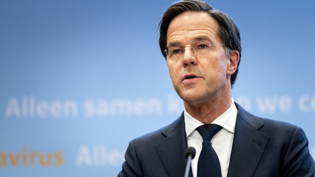 Premier Mark Rutte tijdens de persconferentie