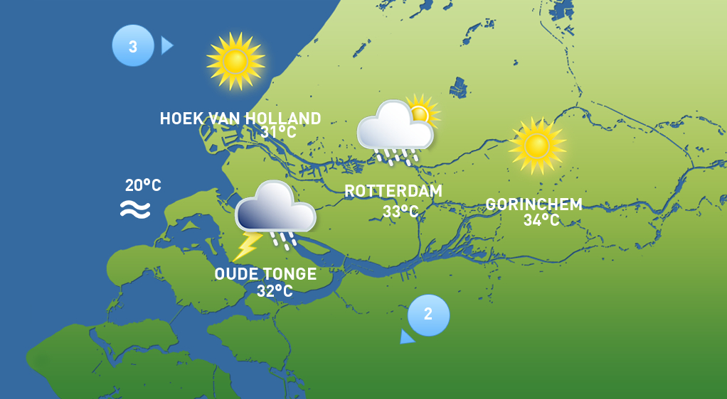 Het weer van zaterdag 27 juni.