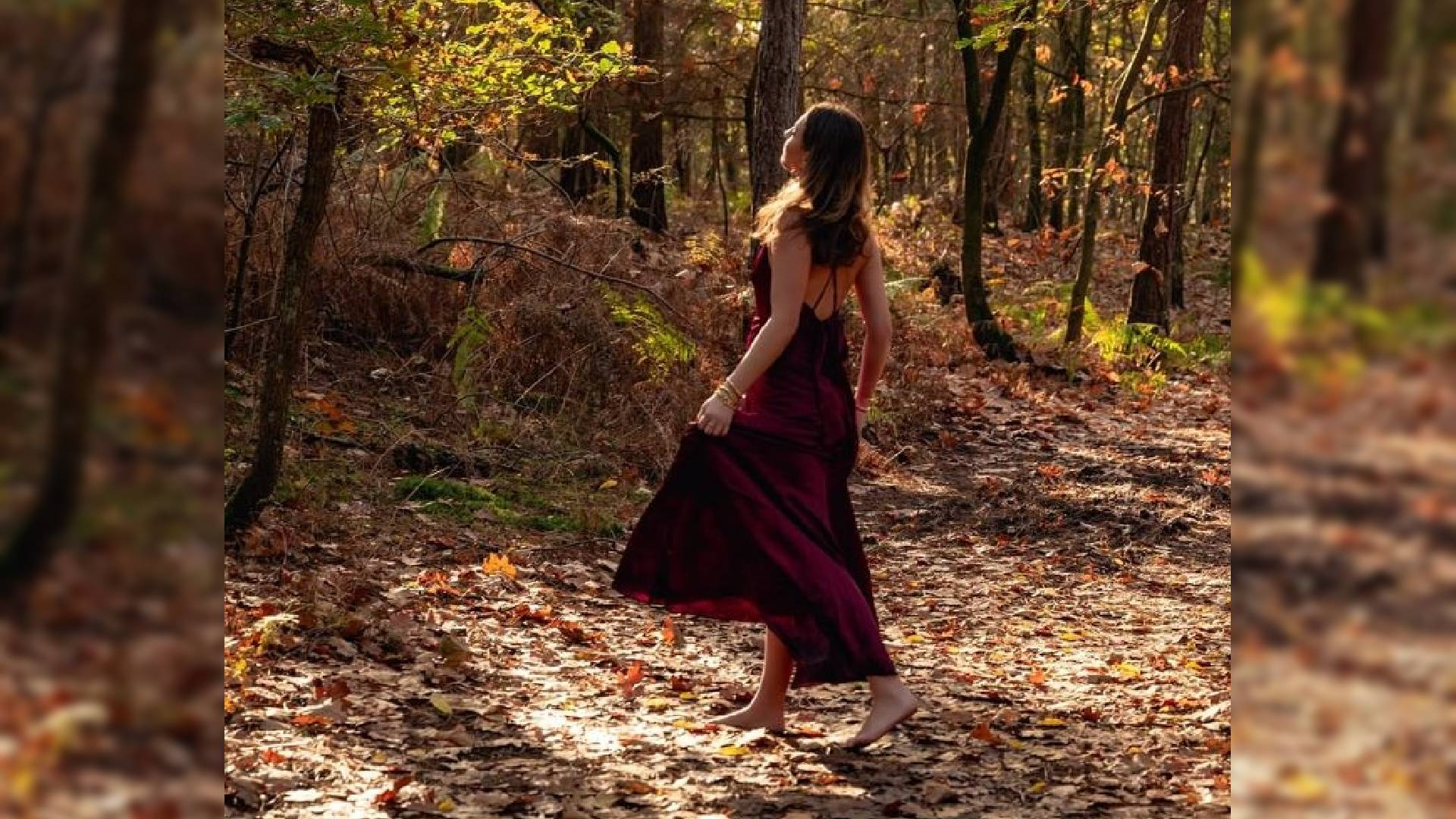 Nona tijdens een fotoshoot in het bos