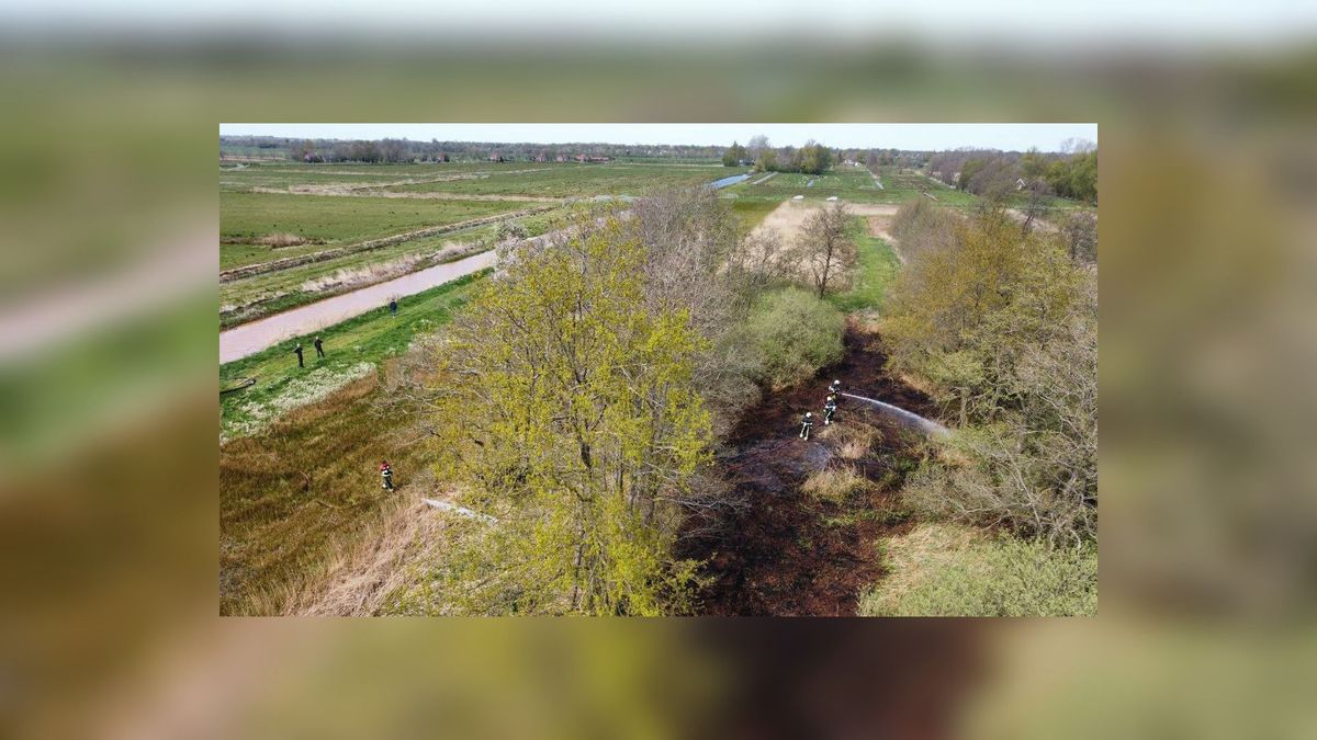 Natuurbrand in een stuk ruigte tussen Buitenpost en Rohel