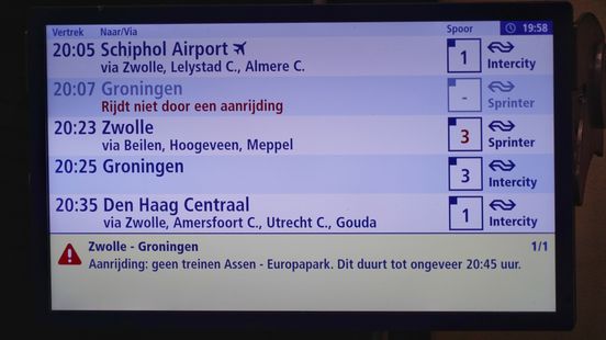 Treinen tussen Assen en Groningen Europapark rijden weer na aanrijding. Treinen tussen Assen en Groningen Europapark rijden weer na aanrijding.