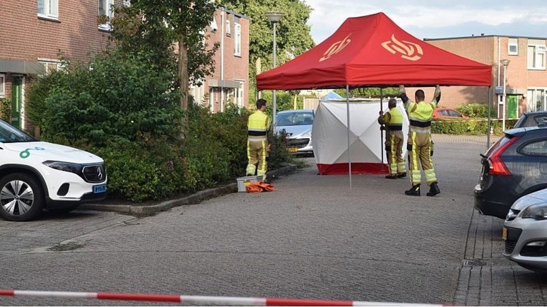 Na de vondst werden er schermen geplaatst en een tent opgezet.