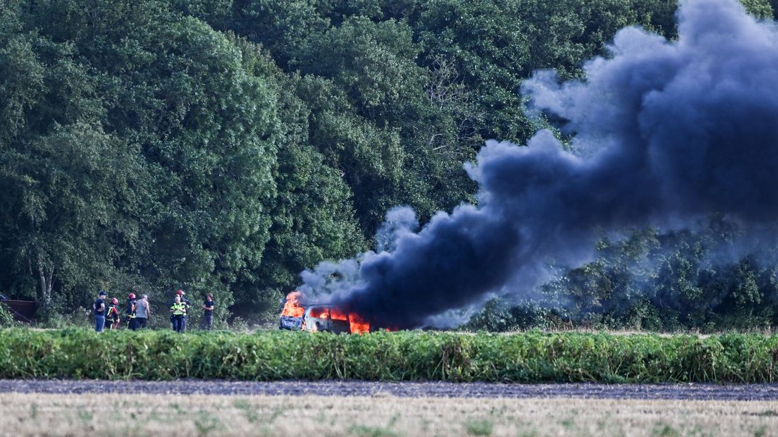 De brandende auto bij Zuidbroek