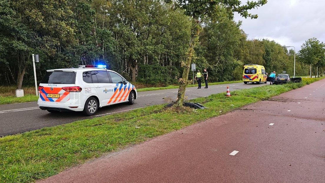 Auto botst tegen boom, bestuurster gewond