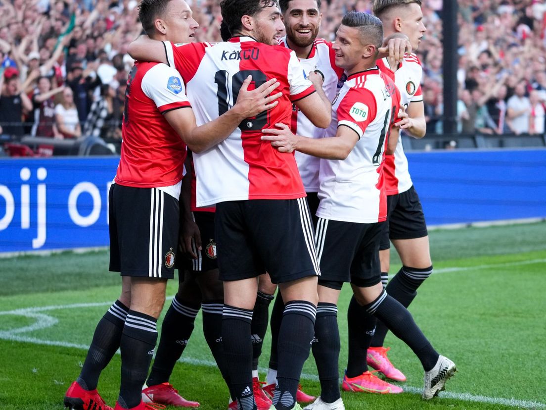 Feyenoord viert het feestje na een doelpunt