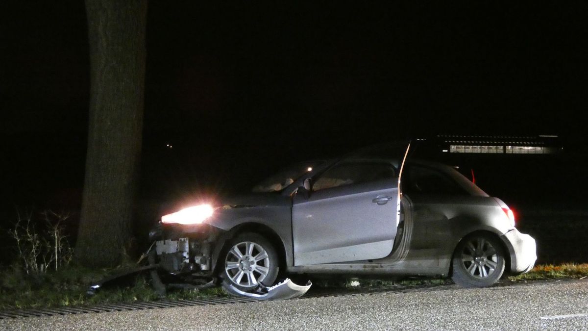 Auto rijdt tegen boom bij Hooghalen, bestuurder gewond
