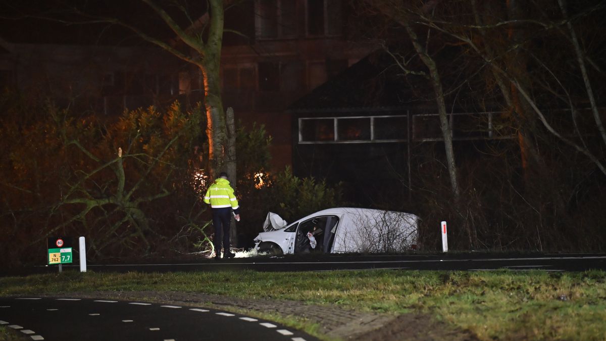 Twee bestelbussen belanden in berm Wanneperveen