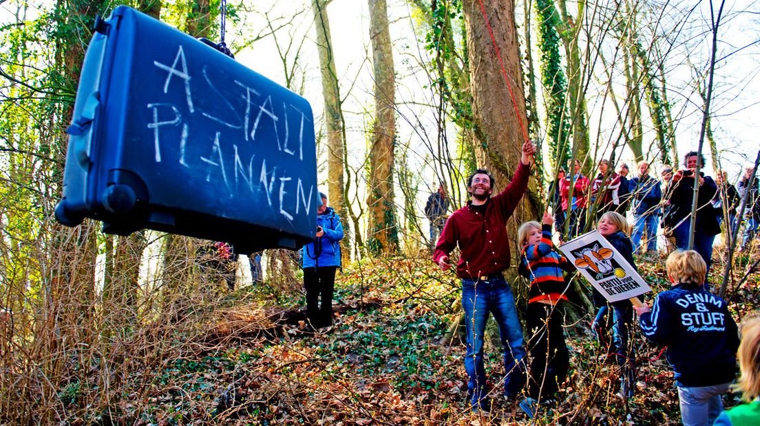 Protest tegen snelwegverbreding.