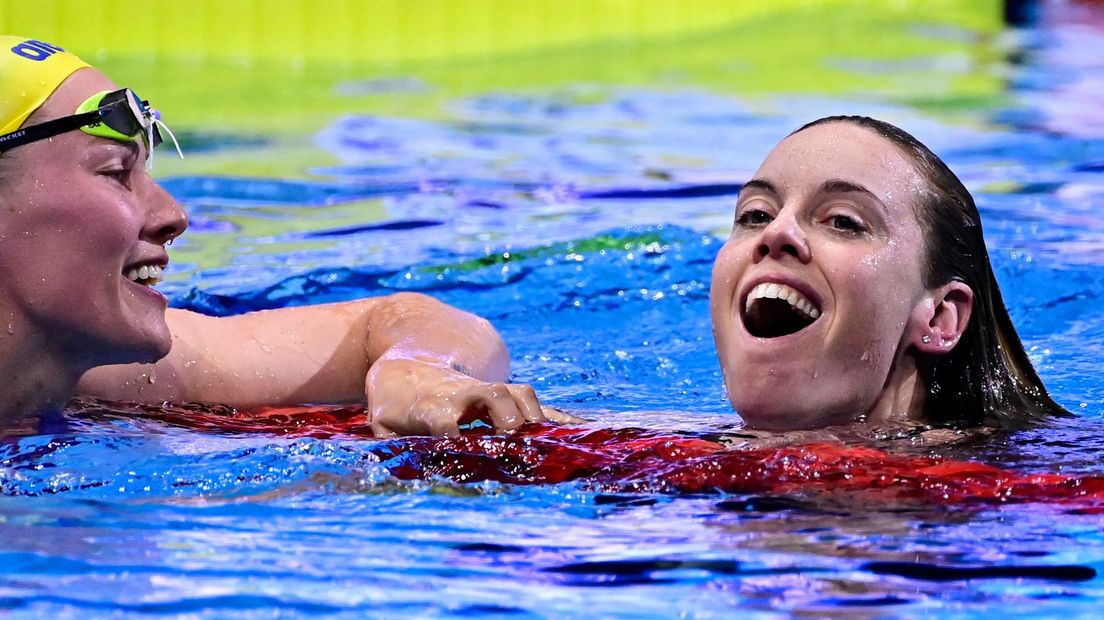 Een blije Femke Heemskerk na haar titel op het EK