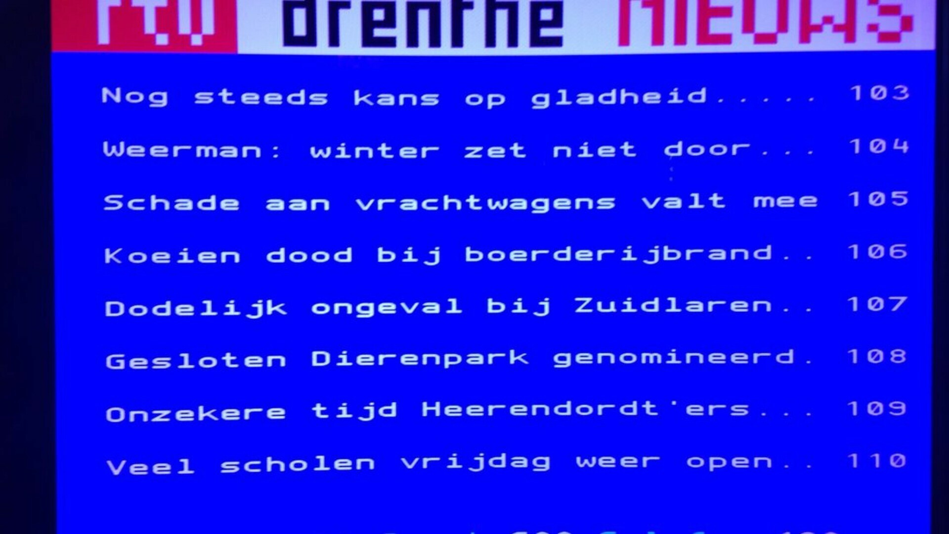 Storing op teletekstpagina RTV Drenthe
