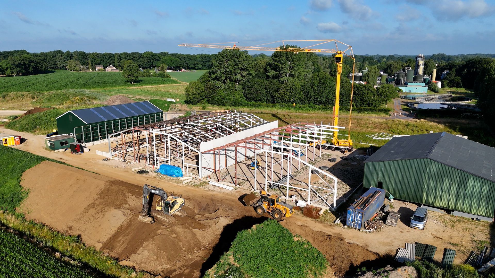 De nieuwe corsohallen in aanbouw in Lichtenvoorde