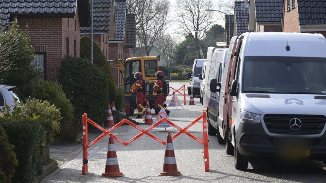 Gaslek aan de Havenweg in Spijk