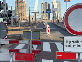 Voor een periode van ongeveer vijf weken is de Erasmusbrug niet te gebruiken door automobilisten.