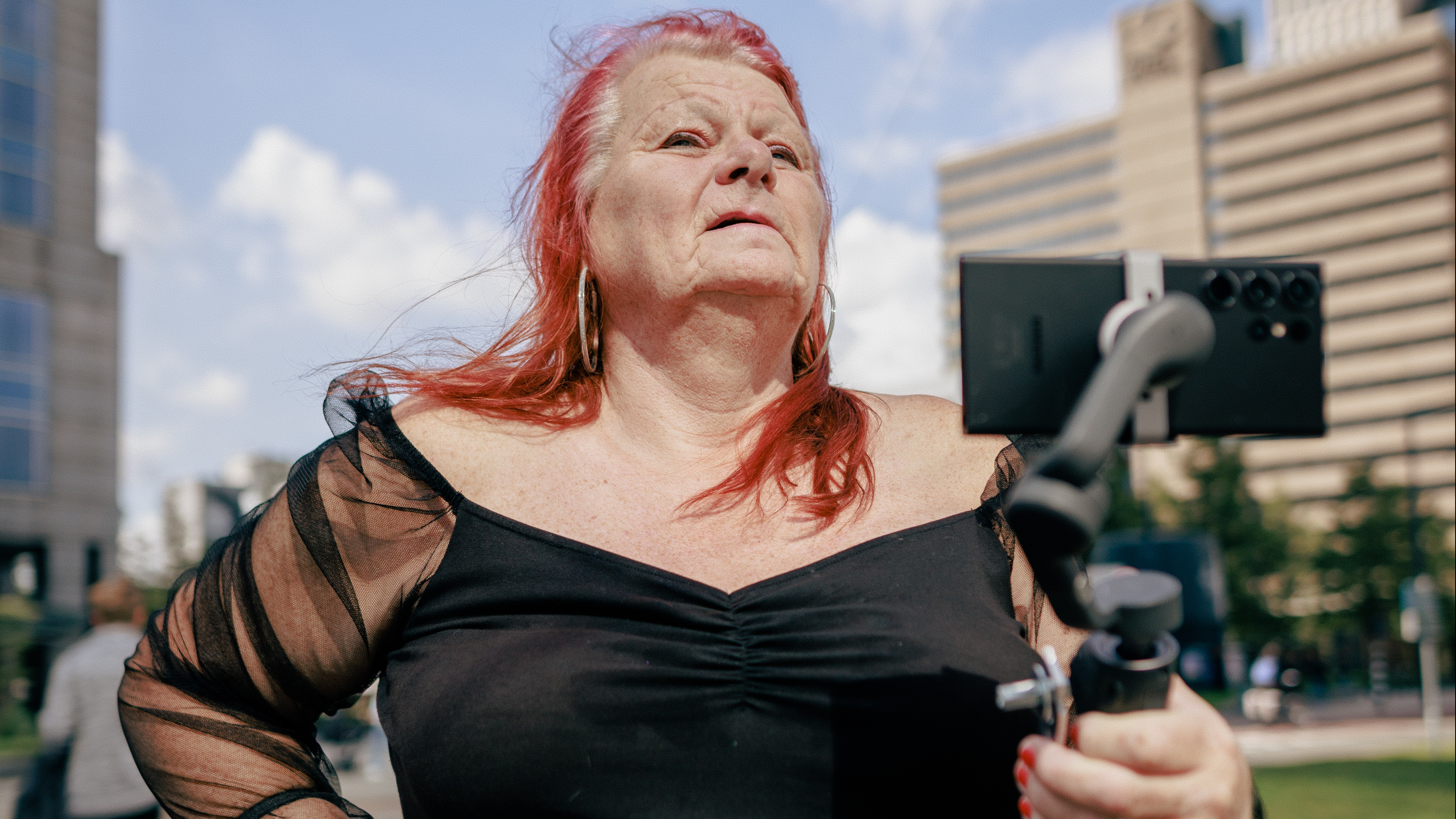 Chantal met een van haar gimbals