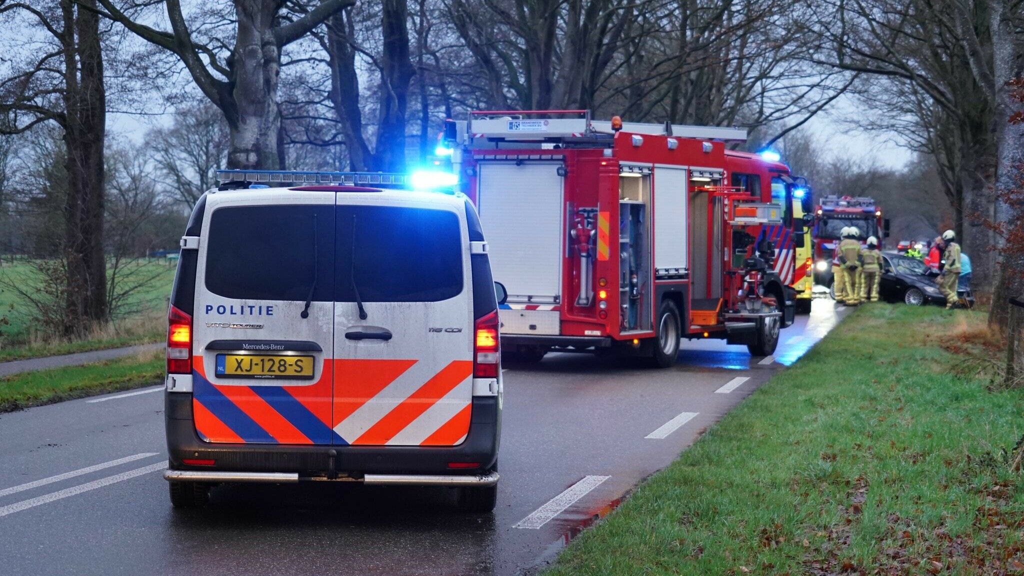 Bestuurder moet uit auto worden bevrijd na botsing tegen boom.