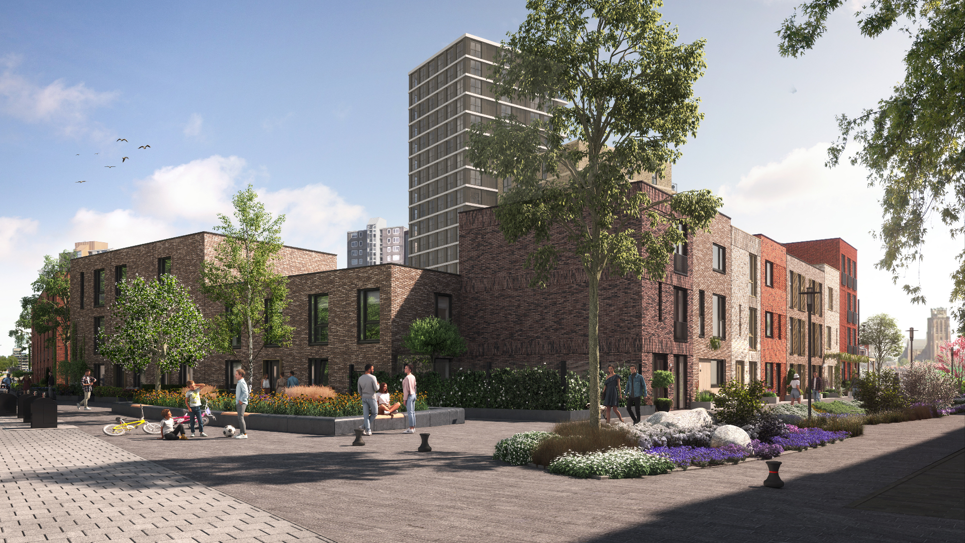 De woningen in deze straat worden – als eerste in de gemeente Zwijndrecht – grotendeels van hout gebouwd.