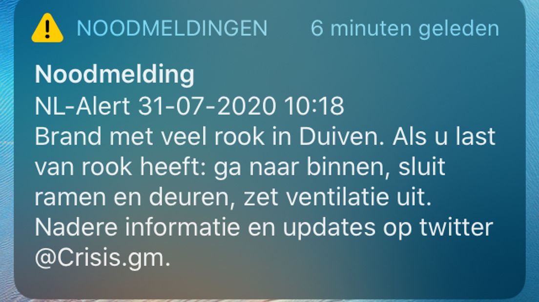 Veiligheidsregio blundert met fout in NL Alert over zeer grote brand.