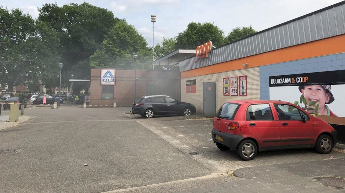 Brand in Almelose supermarkt