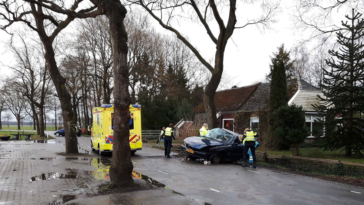 Man gewond na botsing tegen boom in Stuifzand