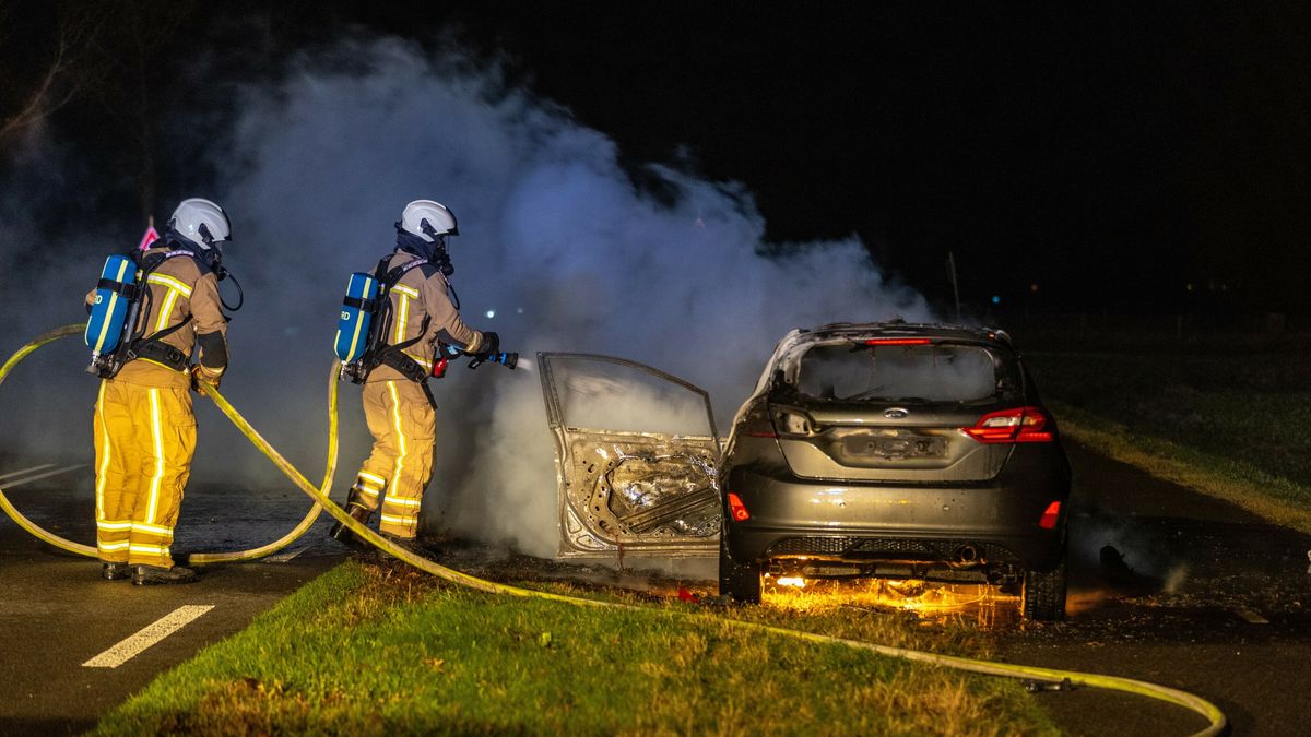 Vlammenzee verwoest auto bij Frederiksoord