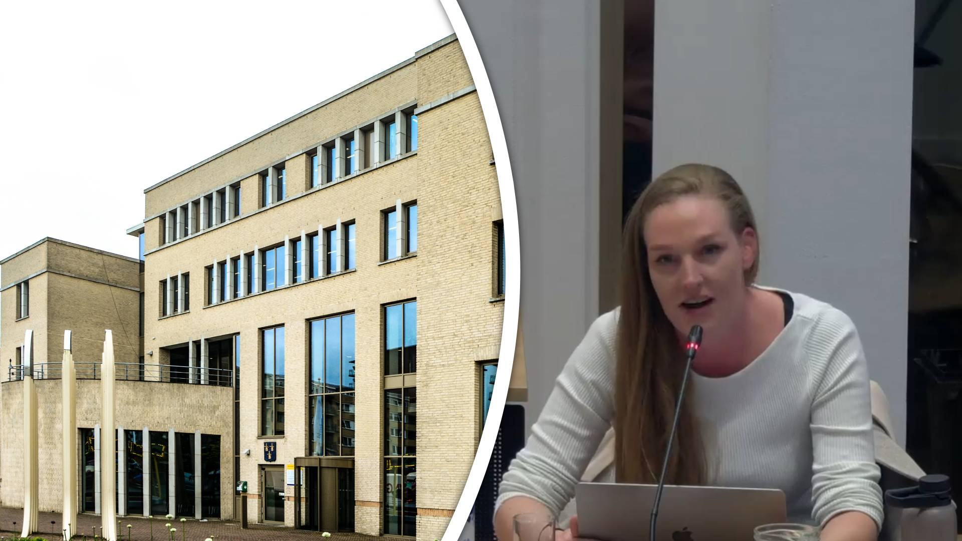 Het gemeentehuis van Papendrecht en Nikita de Ruiter (PVV).