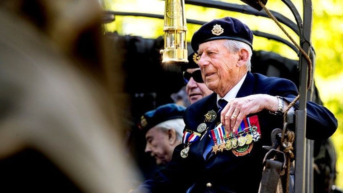 Veteraan bij het laatste bevrijdingsdefilé in Wageningen, 2019.