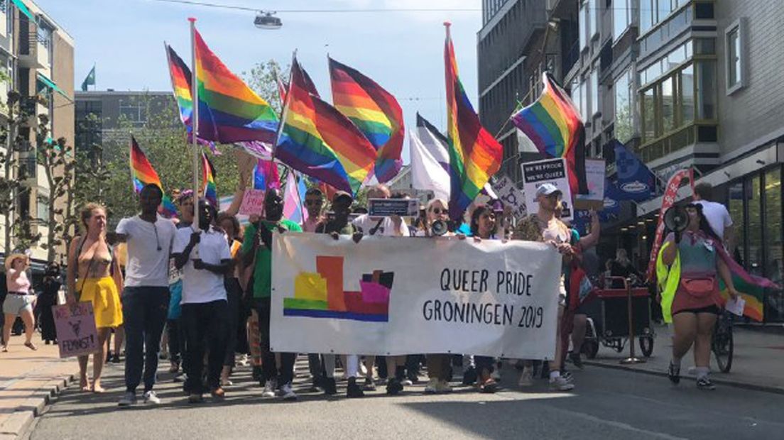 De Queer Pride die vorig jaar door het centrum van Groningen trok.