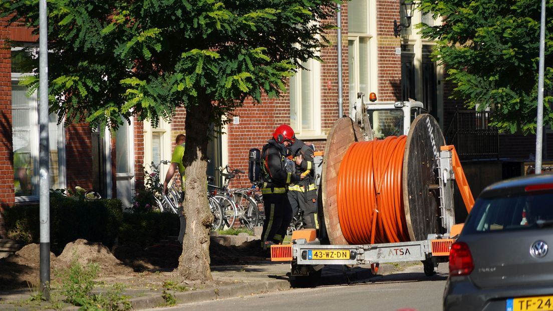 Brandweer bij het gaslek