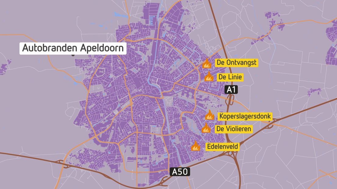 In de maand april stonden in Apeldoorn al ten minste zeven auto's in de fik.