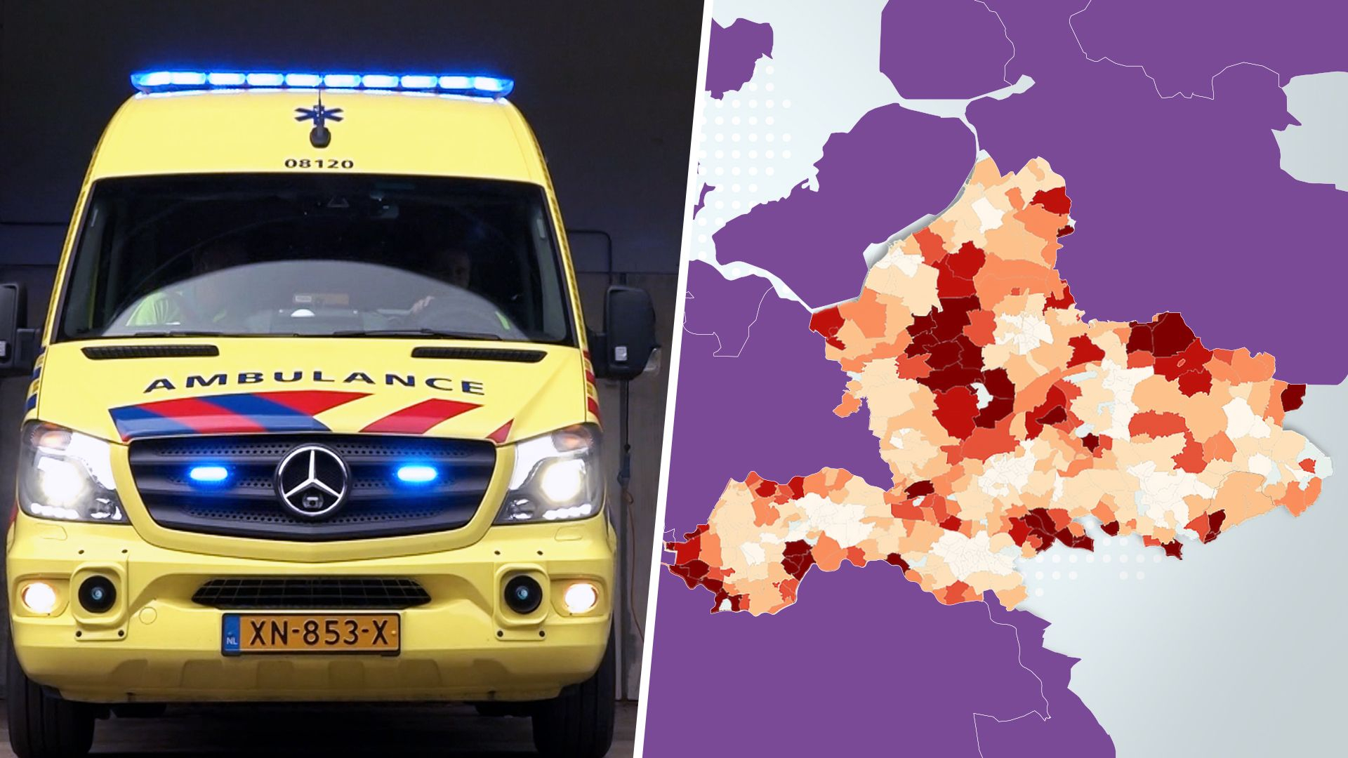 Hier zie je in welke gemeenten ambulances wel en niet op tijd komen