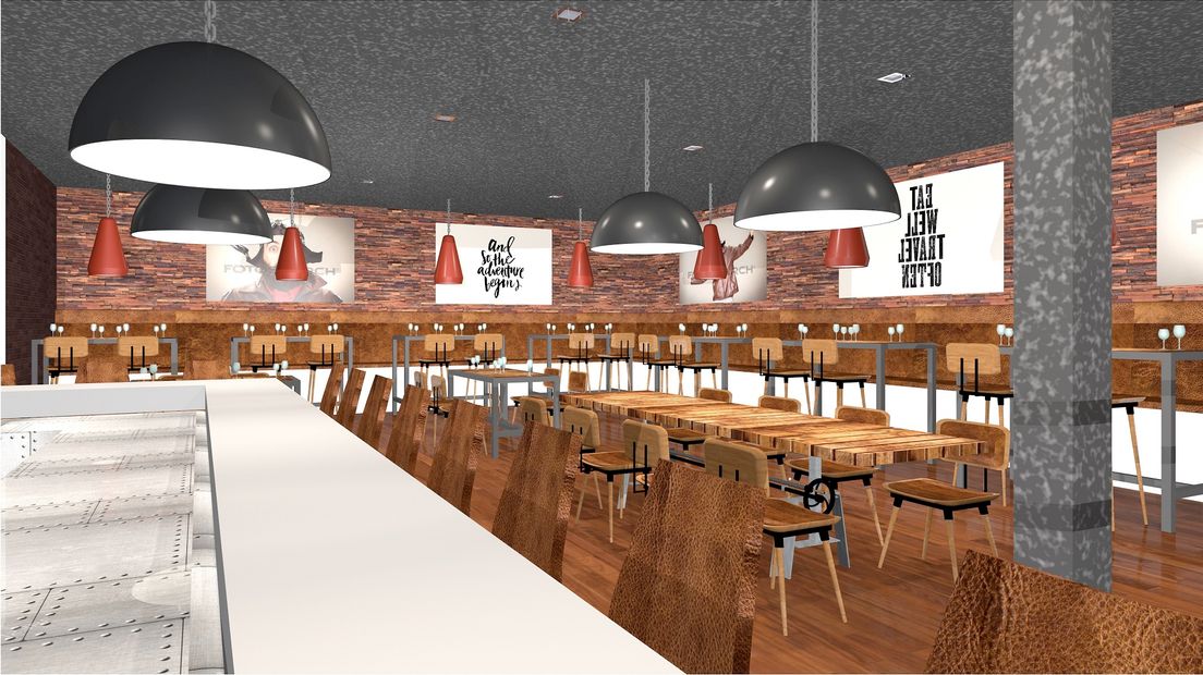 Een impressie van het nieuwe vliegveldrestaurant (Rechten: Bos&Bos Catering)