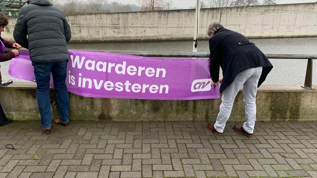 Vakbondsactie bij Twence in Hengelo