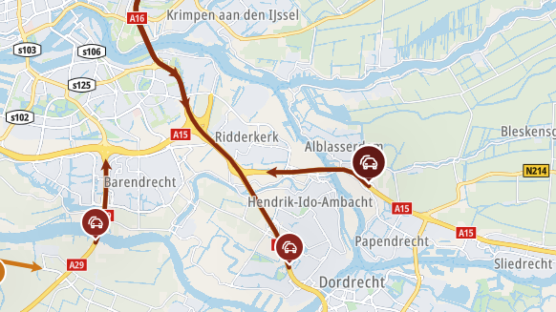 Muurvaste files op de snelwegen rondom Rotterdam