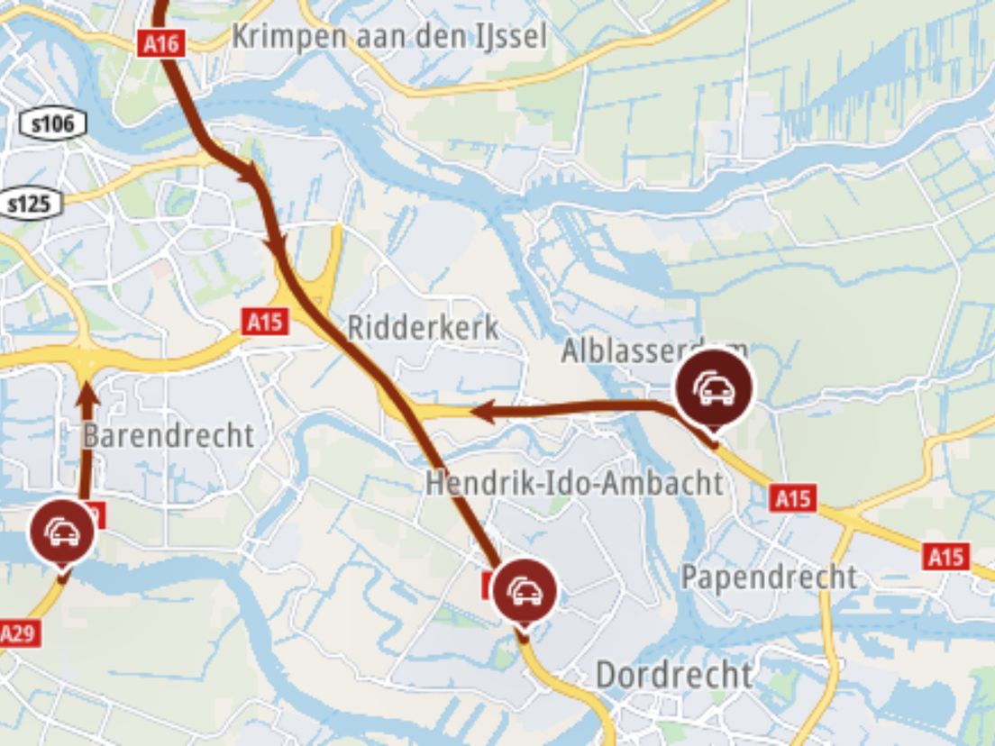 Muurvaste files op de snelwegen rondom Rotterdam