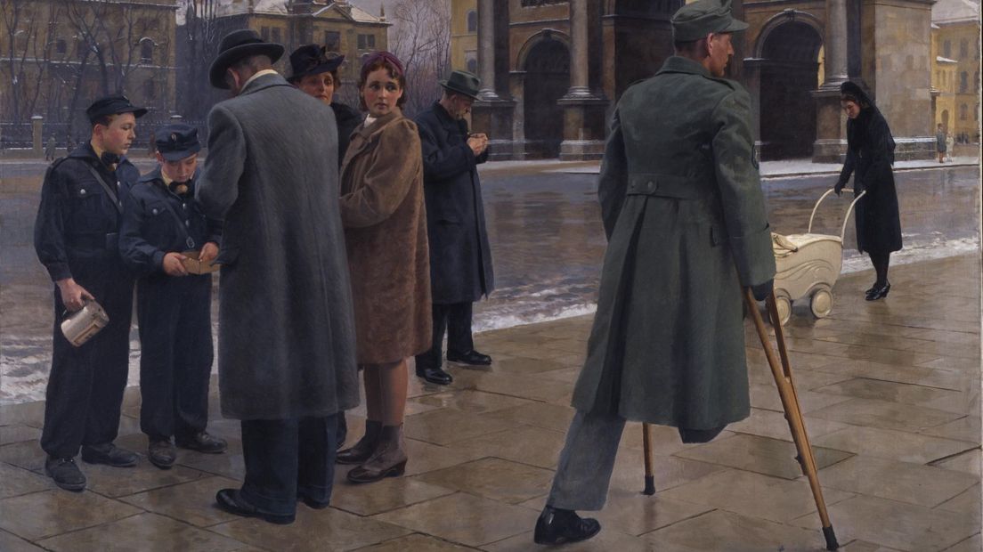 Een detail van een van de tentoongestelde werken: Adolf Reich, Das größere Opfer / Het grotere offer / The bigger Sacrifice, 1943.
