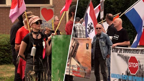 Extreemrechtse NVU demonstreert bij azc, tegendemonstratie vlakbij