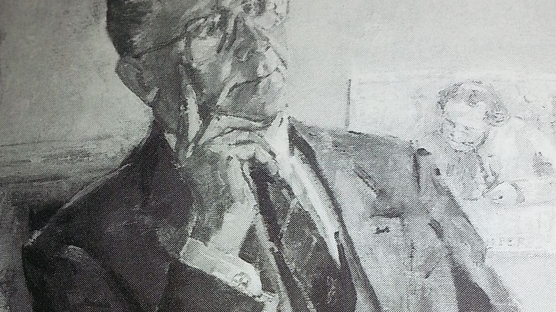 Jan Hollenbeek Brouwer op een schilderij van Jan van Loon uit 1987