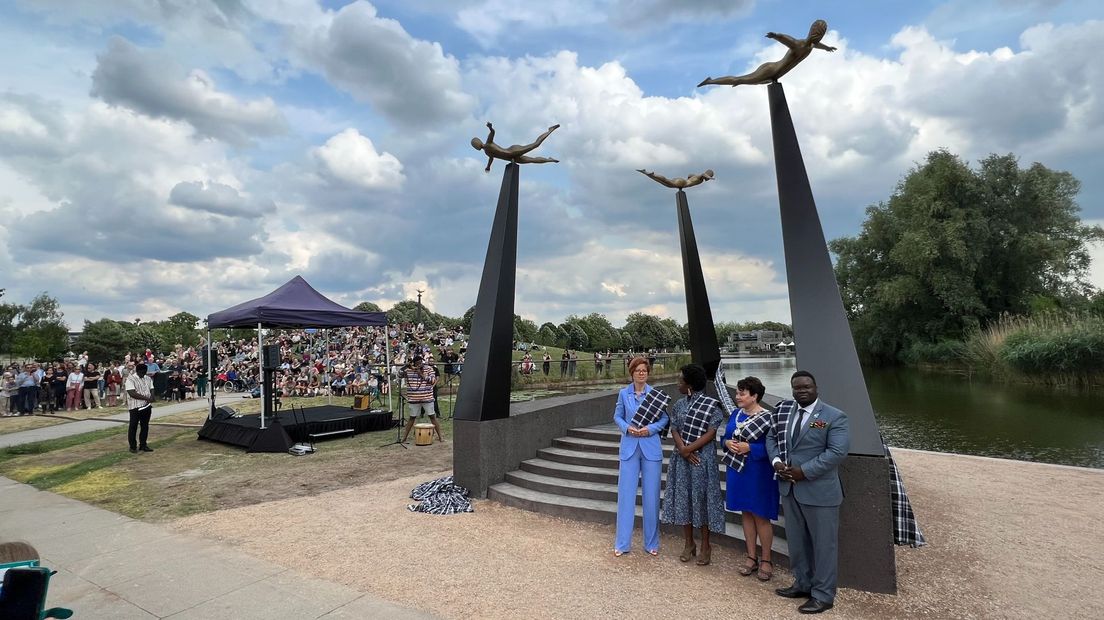 Het slavernijmonument in het Griftpark van Utrecht